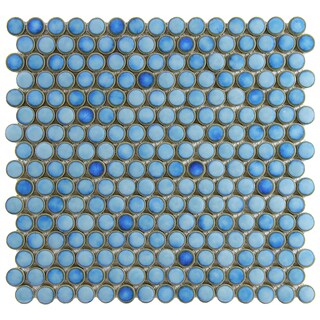 SomerTile 12.25x12-in Penny 3/4-in Marine Porcelain Mosaic Tile (Pack of 10)