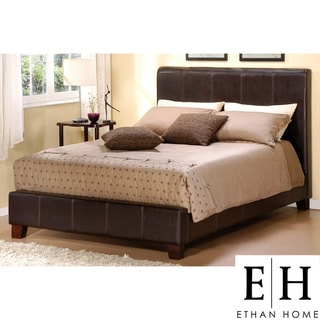 ETHAN HOME Castillian Dark Brown Faux Leather King-size Bed