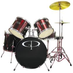 GP Percussion Wine Red Complete 5-piece Drumset
