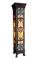 Tiffany-style Victorian Bronze Pedestal Lamp