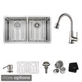 Kraus Stainless Steel Undermount Kitchen Sink, Brass Faucet/ Dispenser