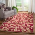 Handmade Flora Burgundy Wool Rug (9'6 x 13'6)
