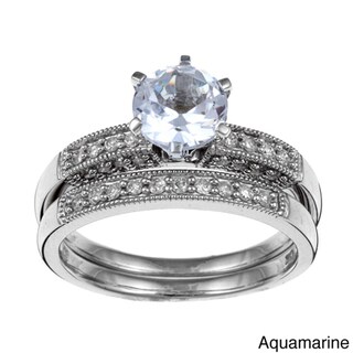 Miadora 10k Gold Gemstone and 1/3ct TDW Diamond Bridal Ring Set (H-I, I2-I3)