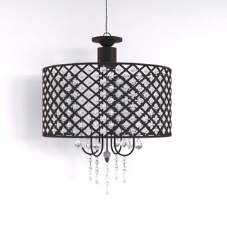 Antique Bronze 4-light Round Crystal Chandelier