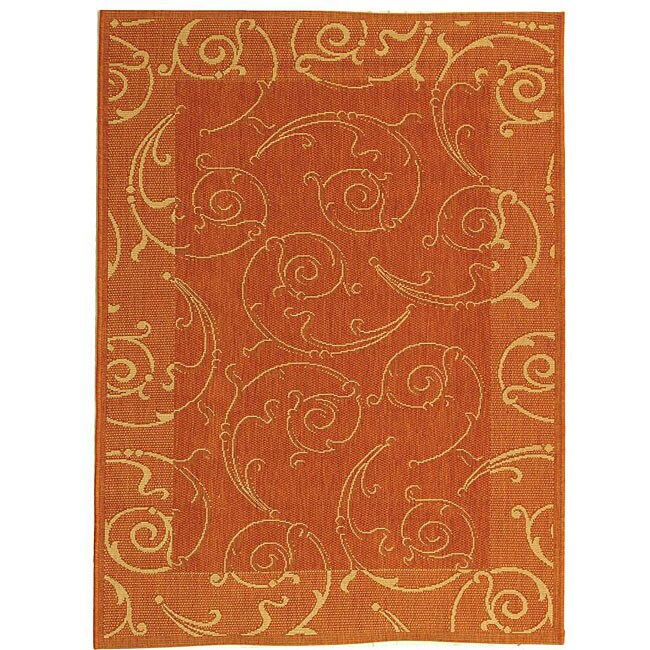 Safavieh Indoor/ Outdoor Oasis Terracotta/ Natural Rug (2'7 x 5