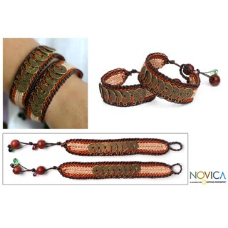 'Coins of The Earth' Beaded Wristband Bracelets (Set of 2) (Thailand)