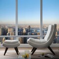 ETHAN HOME Albury White Faux Leather Chair with Ottoman