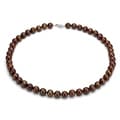 DaVonna Silver Chocolate FW Pearl 24-inch Necklace (7.5-8 mm)