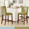 Quincy Dark Brown Faux Leather Upholstered Counter Stool (Set of 2)