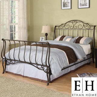 ETHAN HOME Camelia Graceful Scroll Bronze Iron Queen-size Sleigh Bed