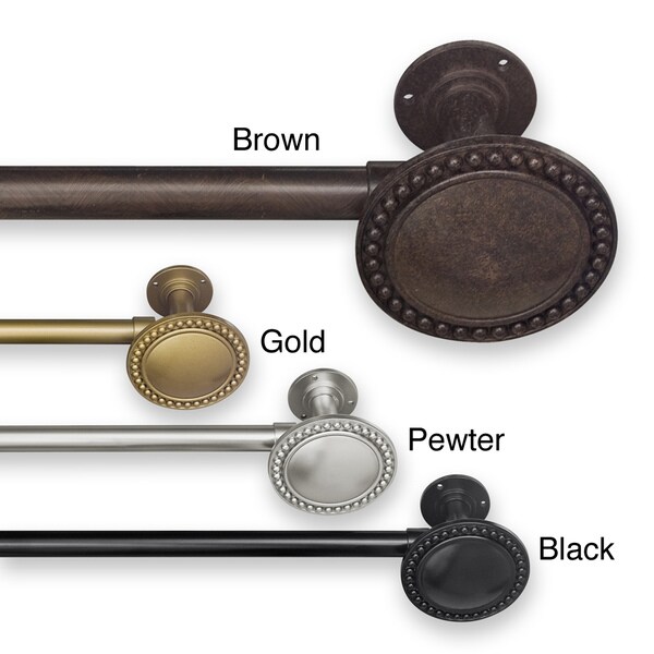 Adjustable Curtain Rod Set with Beaded Finial Overstock™ Shopping