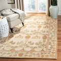 Handmade Ancestral Tree Ivory/ Green Wool Rug (8' Square)