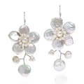 Sterling Silver 'Lace Sakura' White Pearl Flower Earrings (Thailand)