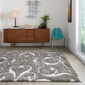 Jullian Charcoal Grey/Brown Shag Rug (3'10 x 5'7)