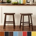 ETHAN HOME Salvador Cherry Low Saddleback Stool (Set of 2)