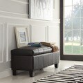 ETHAN HOME Florenville Brown Faux Leather Storage Ottoman