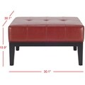 Safavieh Fulton Red Bicast Leather Square Ottoman