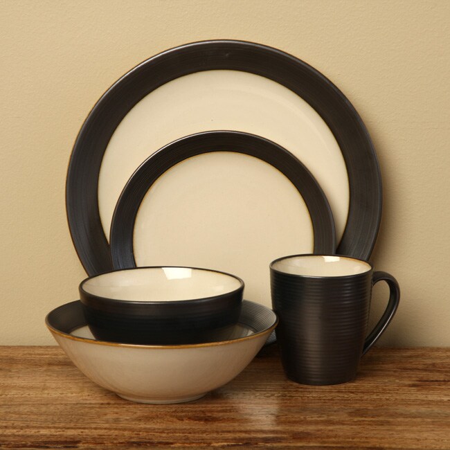 Sango 40 Piece Bistro Cream Stoneware Dinnerware Set Overstock Shopping Great Deals On Sango 6048