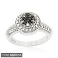 DB Designs Sterling Silver Black or Brown Diamond Accent Flower Ring