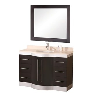 Design Element Tuscany Single Sink Beige Stone Bathroom Vanity- with faucet