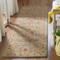 Handmade Mahal Sage/ Ivory Wool Runner (2'3 x 12')