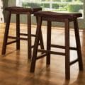 Salvador Saddle Back 24 inch Warm Cherry Brown Stool (Set of 2)