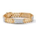Ultimate CZ 14k Gold Overlay Men's Clear Cubic Zirconia Link Bracelet