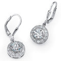 Ultimate CZ Sterling Silver Cubic Zirconia Medallion Dangle Earrings