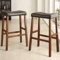 ETHAN HOME Nova Black Saddle Cushioned Seat 29-inch Barstool (set of 2)
