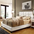 ETHAN HOME Sarajevo Queen-Sized White Faux Leather Bed