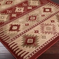Loomed Free-form Red Rug (5'3 x 7'6)