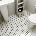 SomerTile 9.875x11.5-in Victorian Penny 3/4-in Matte White Black Dot Porcelain Mosaic Tile (Pack of 10)