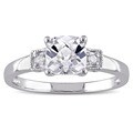 Miadora Sterling Silver Created White Sapphire and Diamond Ring