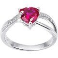 Miadora Sterling Silver Gemstone and Diamond Accent Heart Ring