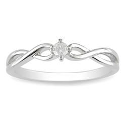Miadora 10k White Gold 1/10ct TDW Diamond Solitaire Twist Ring