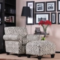 Portfolio Mira Gray and Ivory Medallion Arm Chair and Ottoman