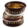 Set of 12 Brass and Wood Brown Bijoux Bangles (India)
