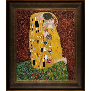 Gustav Klimt 'The Kiss (Full view)' Framed Canvas Art