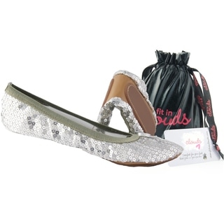 Fit In Clouds Silver Sequin Fold-able Flats