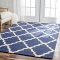 Handmade Moroccan Lattice Navy Wool Rug (5' x 8')