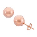 High-polish 14k 8-mm Pink Gold Ball Stud Earrings with Push-back Clasp