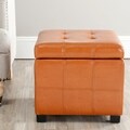Safavieh Broadway Saddle Leather Tufted Storage Ottoman