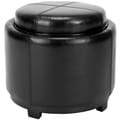 Safavieh Broadway Single Tray Black Leather Storage Round Ottoman