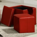 ETHAN HOME Swayne Red Storage Ottoman with Mini Foot Stool