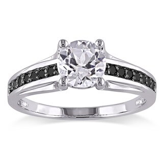 Miadora Sterling Silver 1/6ct TDW Black Diamond and White Sapphire Ring