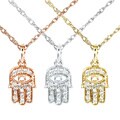 14k Gold 1/10ct TDW Diamond Accent Mini Hamsa Necklace