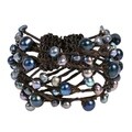 Cotton Contempo Criss Cross Wrap Pearl/ Coral/ Turquoise Cuff (5-11 mm) (Thailand)