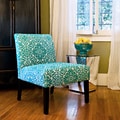 angelo:HOME Bradstreet Modern Damask Turquoise Blue Upholstered Armless Chair