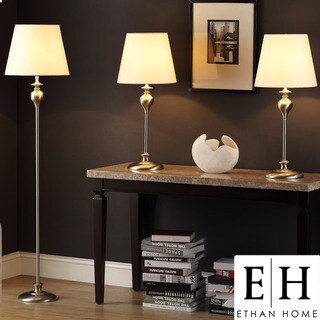 ETHAN HOME Ingot 3-piece Brushed Steel Lamp Set