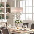 ETHAN HOME Silver Mist Hanging Crystal Drum Shade Chandelier